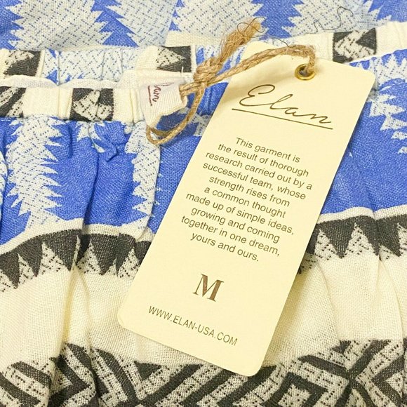 Elan Women's Size M Top Tribal Aztec Sleeveless Strapless Off Shoulder Boho Blue - Picture 5 of 8